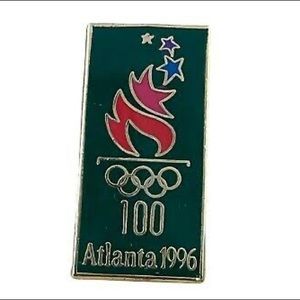 NEW Vintage Rare 100 Olympics Green Pin Atlanta 1996 Collectors Gem